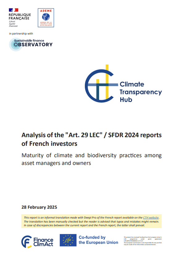 Analysis of French investors’ “Article 29 LEC” / SFDR reports
